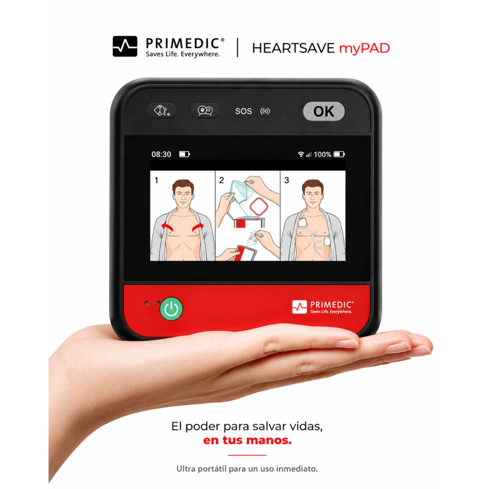 Desfibrilador Externo Automático Primedic myPAD distribuido por Buisar CIa Ltda